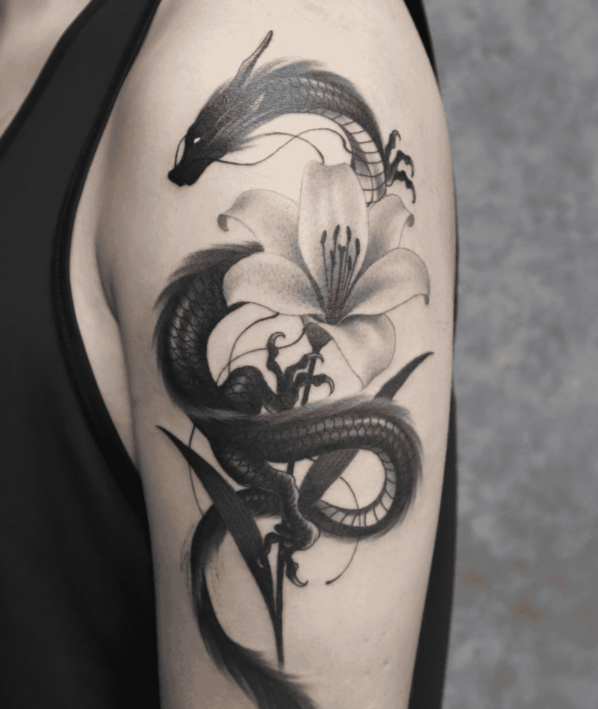 Flower Dragon Tattoo