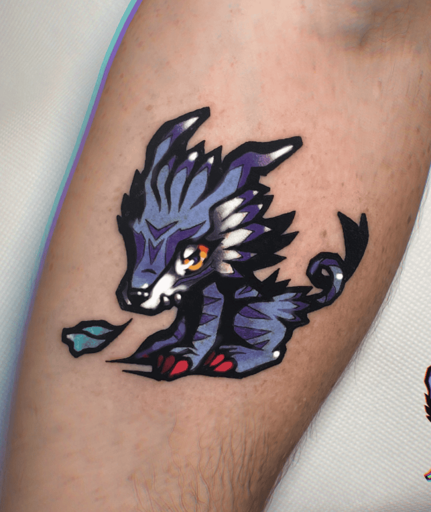 Garurumon Cute Digimon Tattoo