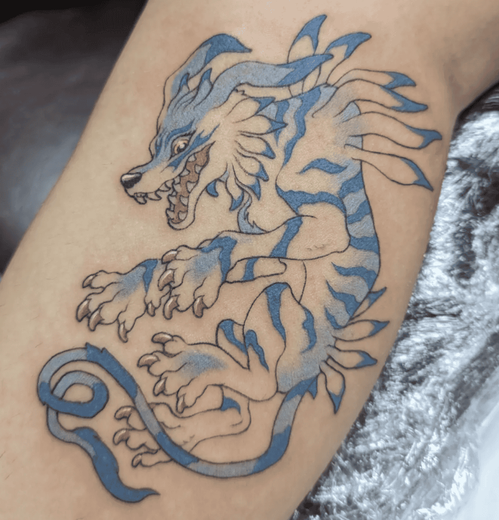Garurumon Happy Digimon Tattoo