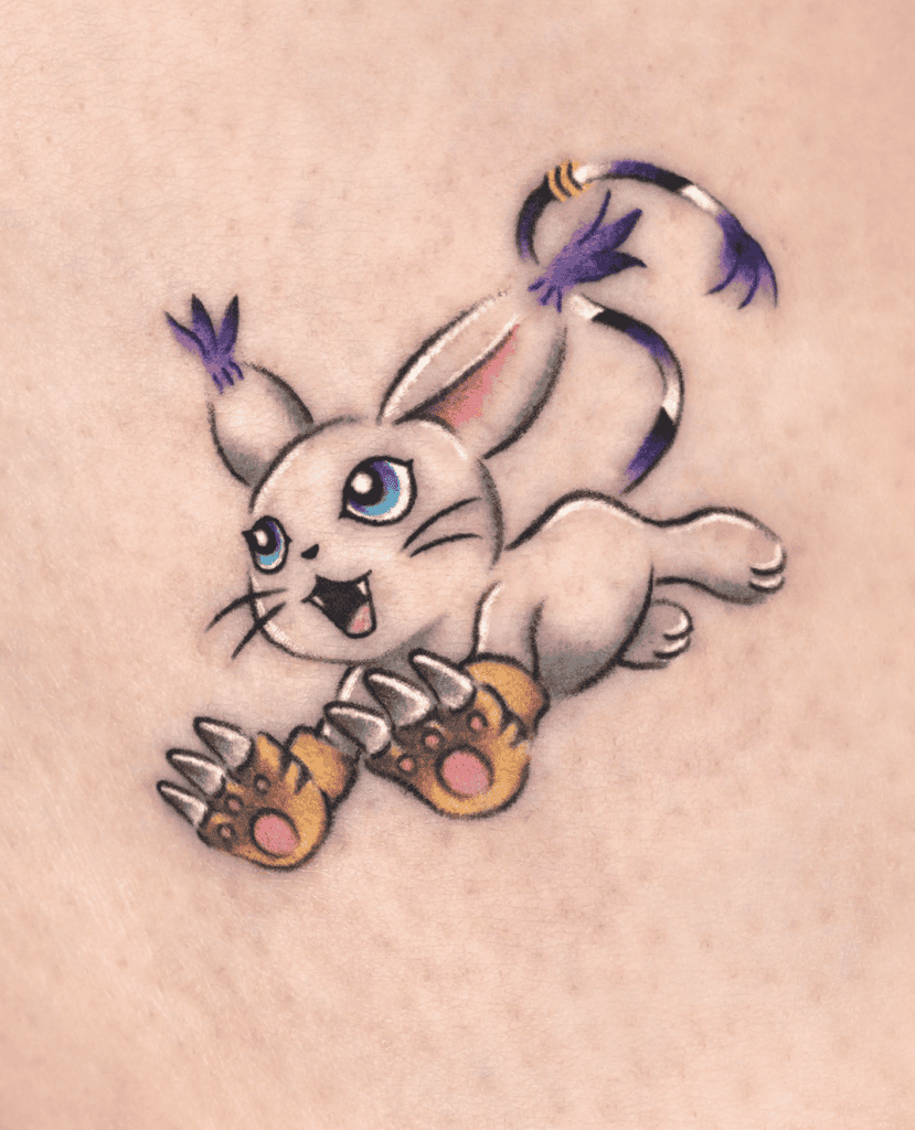 Gatomon Pounce Digimon Tattoo