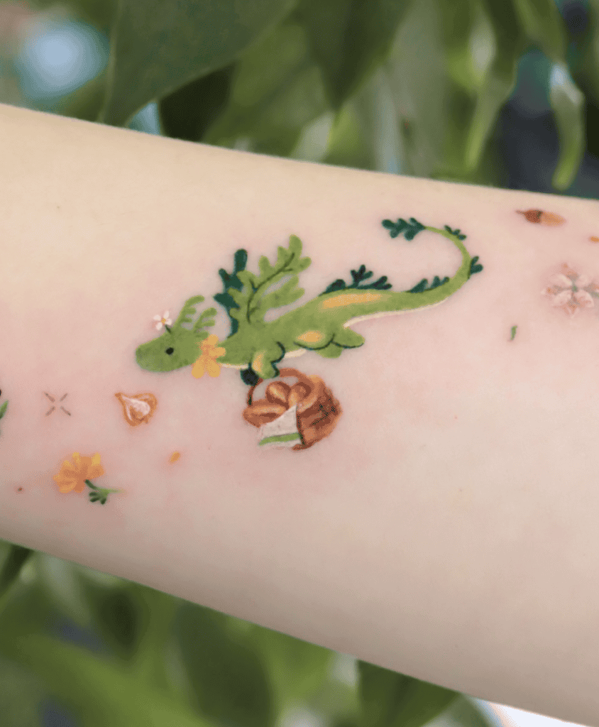 Green Cute Dragon Tattoo