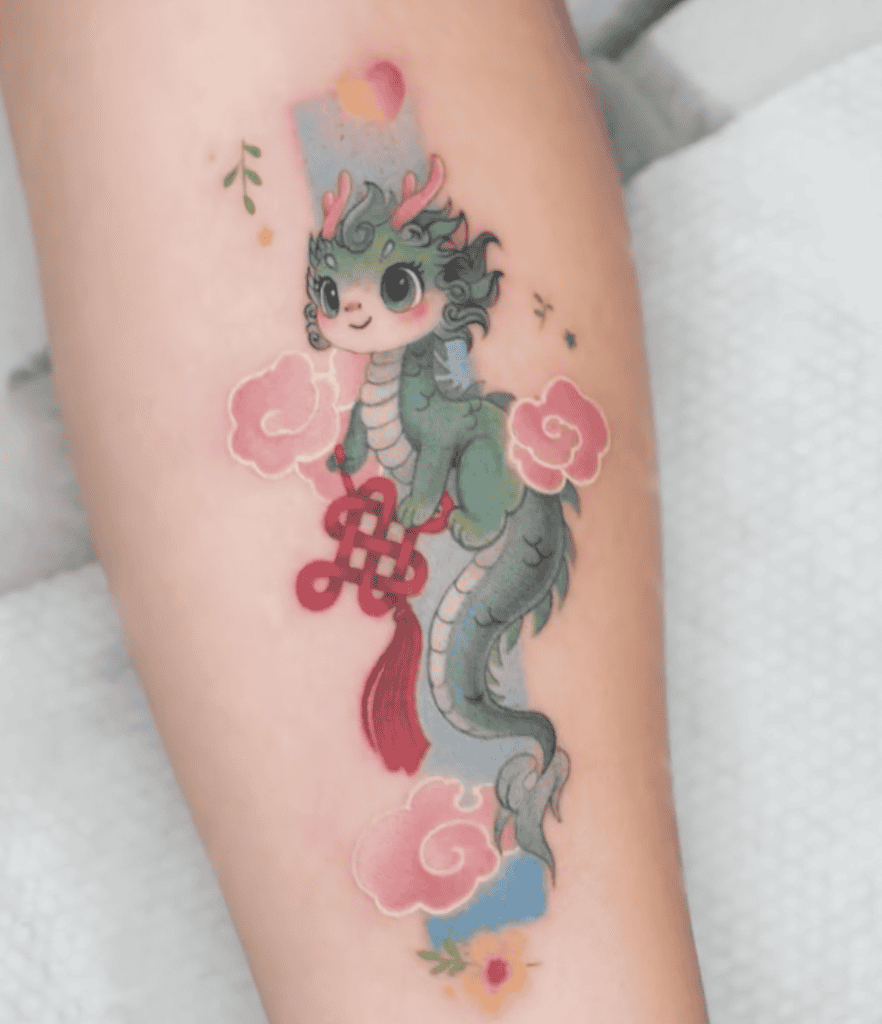 Green Fantasy Dragon Tattoo