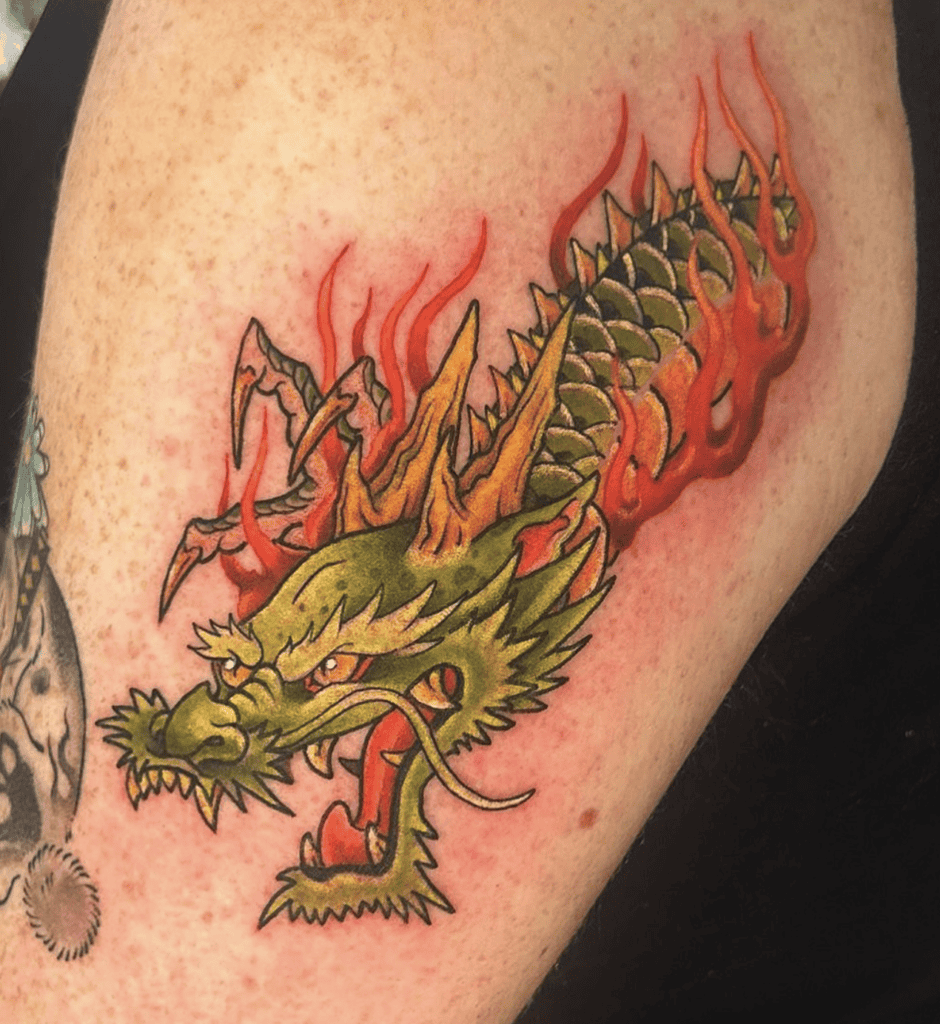 Green Fierce Dragon Tattoo