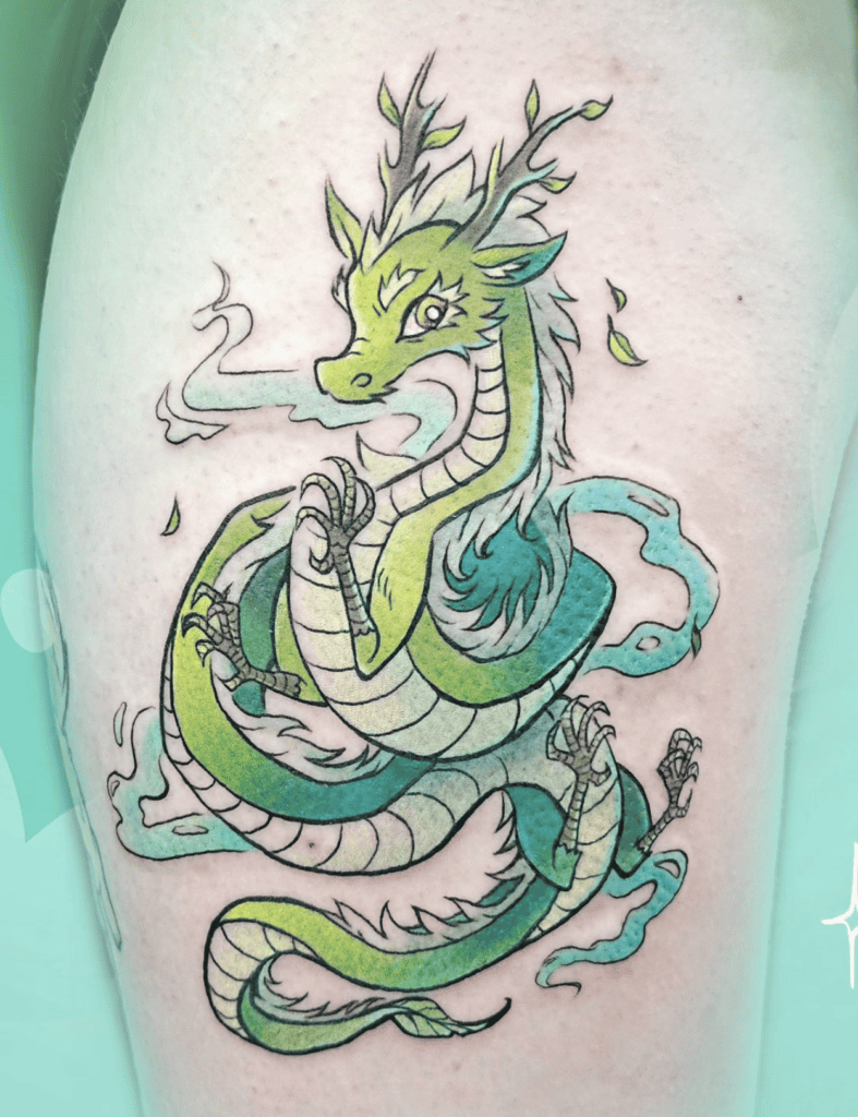 Green Nature Dragon Tattoo