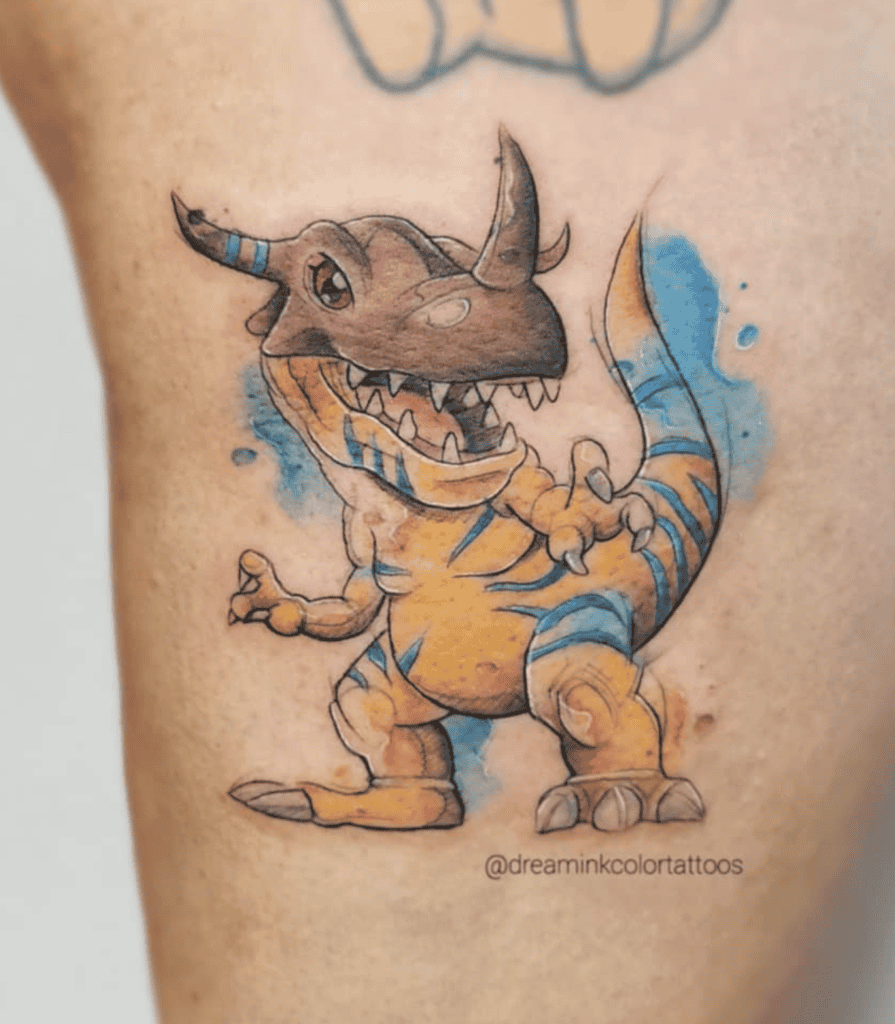 Greymon Colour Digimon Tattoo