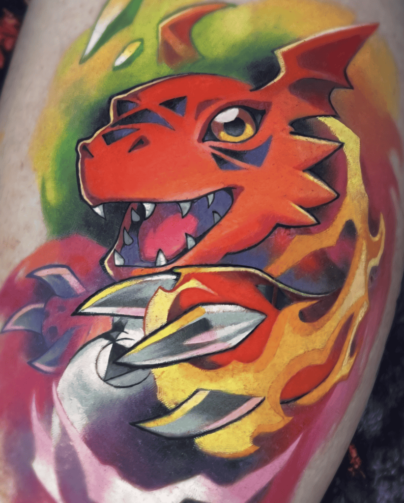 Guilmon Flame Digimon Tattoo