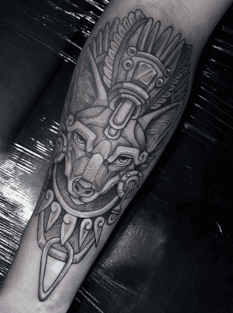 Huehuecoyotl Aztec Mythology Tattoo