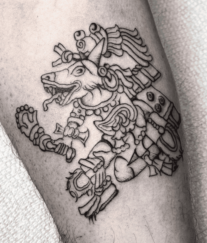 Huehuecoyotl Happy Aztec Mythology Tattoo