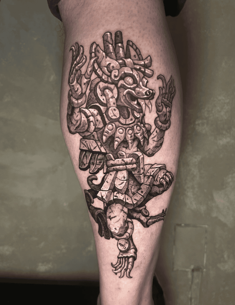 Huehuecoyotl Statue Aztec Mythology Tattoo