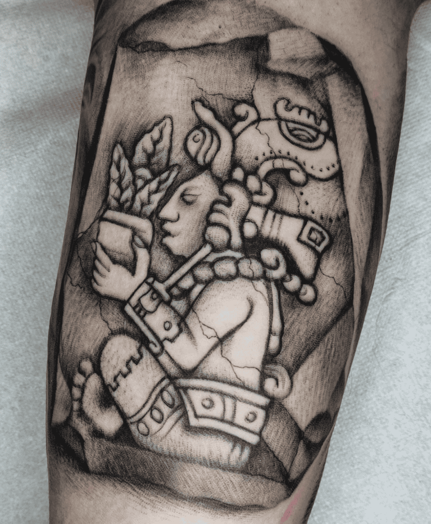 Itzamná Carving Mayan Mythology Tattoo