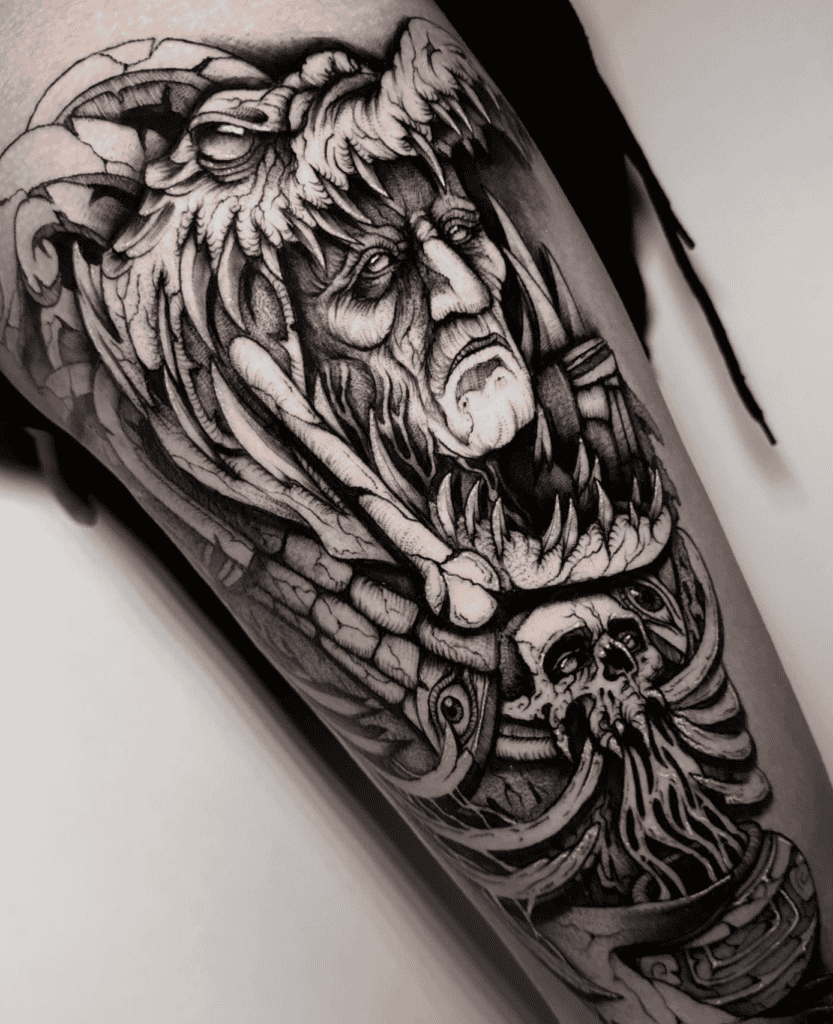 Itzamná Human Mayan Mythology Tattoo