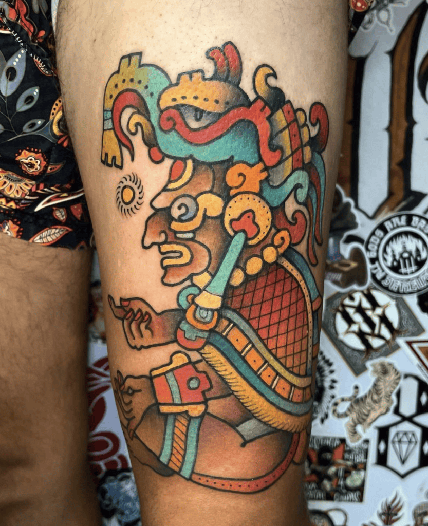 Itzamná Traditional Mayan Mythology Tattoo