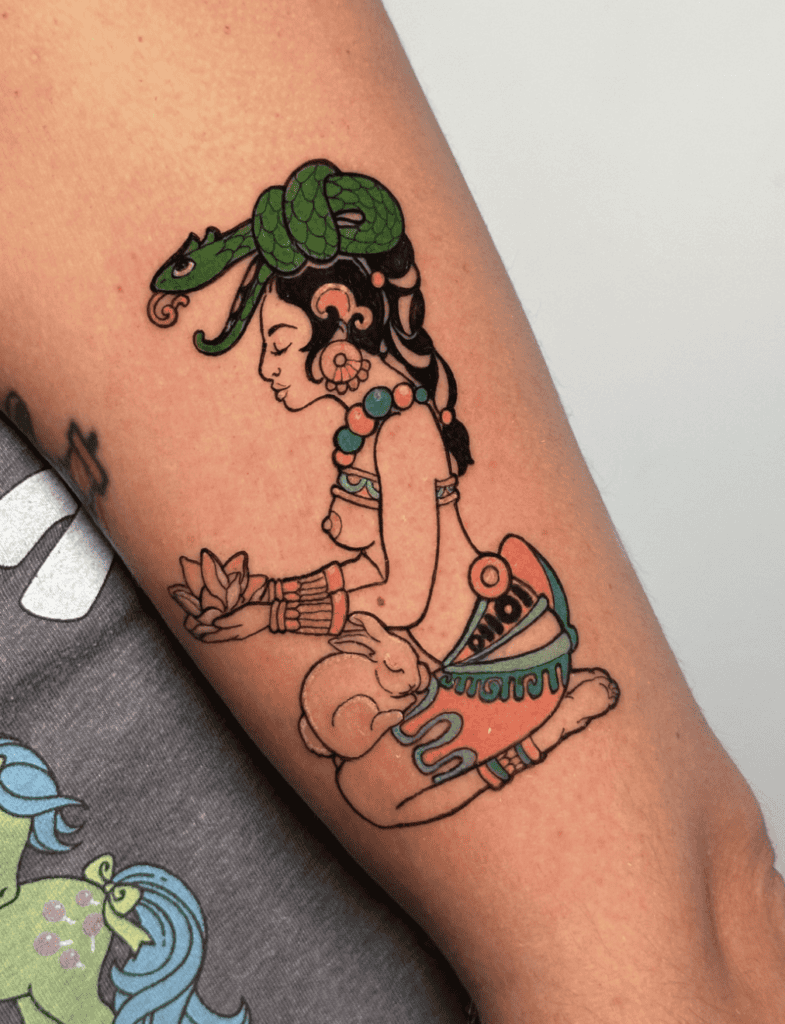Ix Chel Lotus Mayan Mythology Tattoo