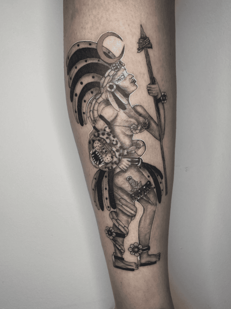 Ix Chel Spear Mayan Mythology Tattoo