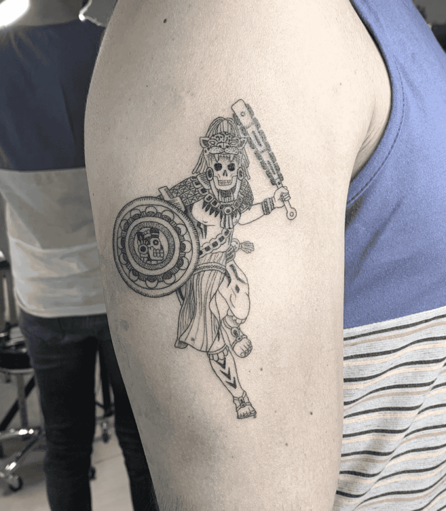 Jaguar Warriors Battle Aztec Mythology Tattoo