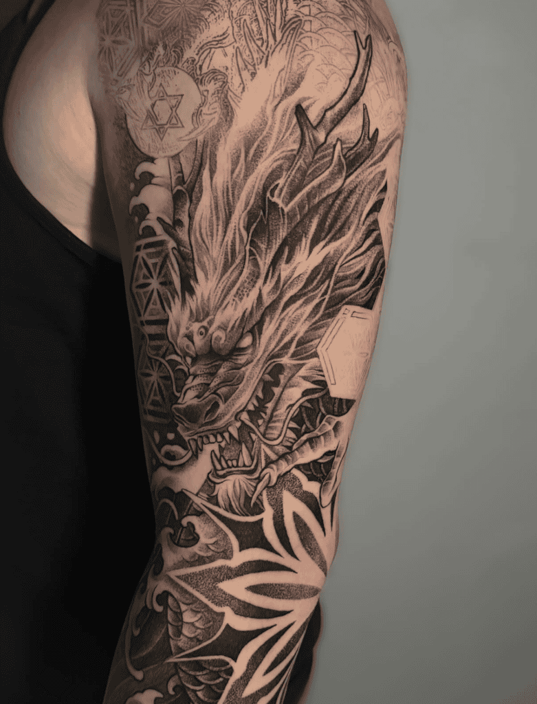 Japanese Fierce Dragon Tattoo