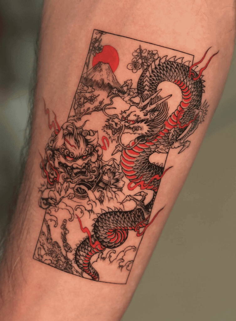 Japanese Shishi Dragon Tattoo