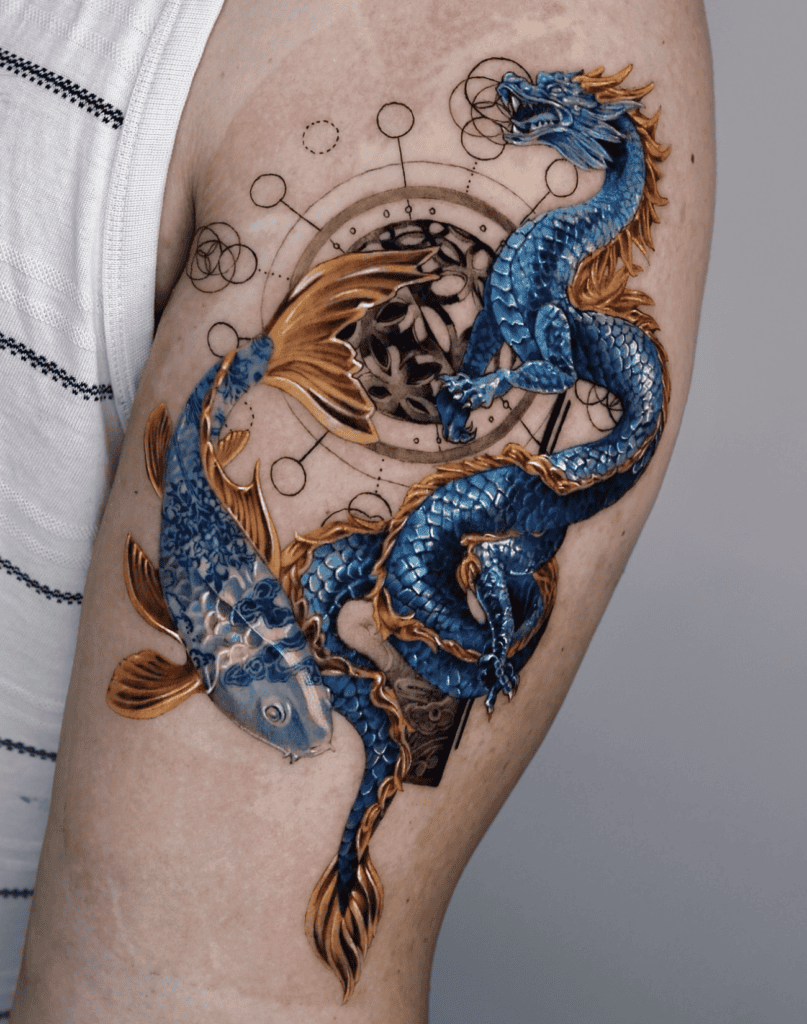 Koi Gold Dragon Tattoo