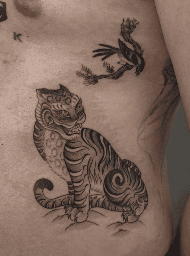 Korean Tiger Magpie Tattoo
