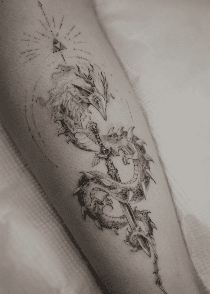 Light Dragon Tri Force Legend of Zelda Tattoo
