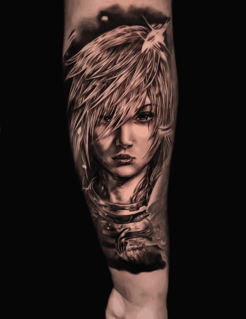 Lightning Portrait Final Fantasy Tattoo