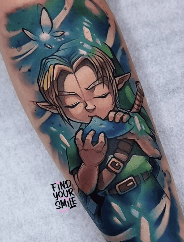 Link Ocarina Legend of Zelda Tattoo