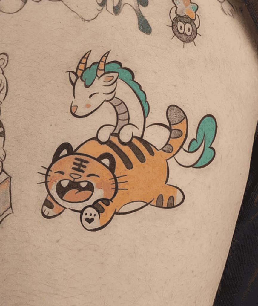 Lunar Zodiac Tiger Playful Tattoo
