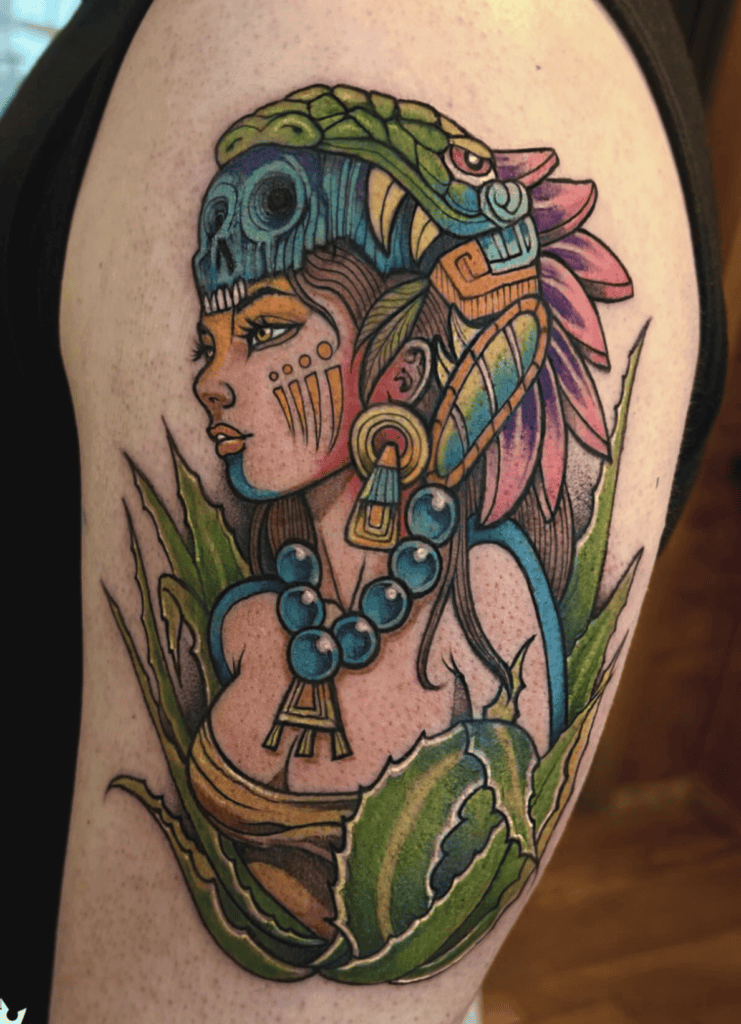 Mayahuel Colourful Aztec Mythology Tattoo