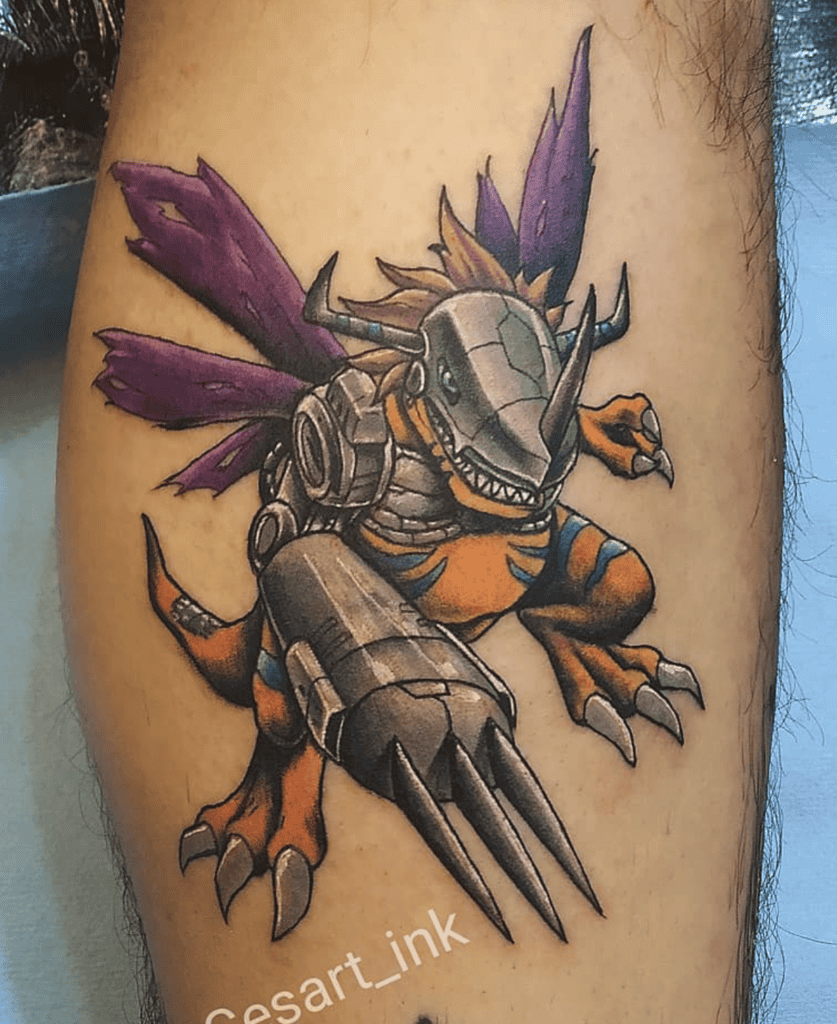 MetalGreymon Fierce Digimon Tattoo