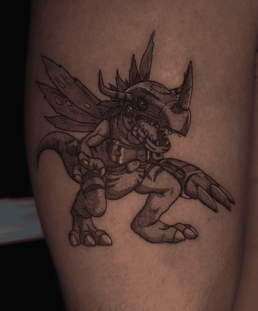 MetalGreymon Stance Digimon Tattoo