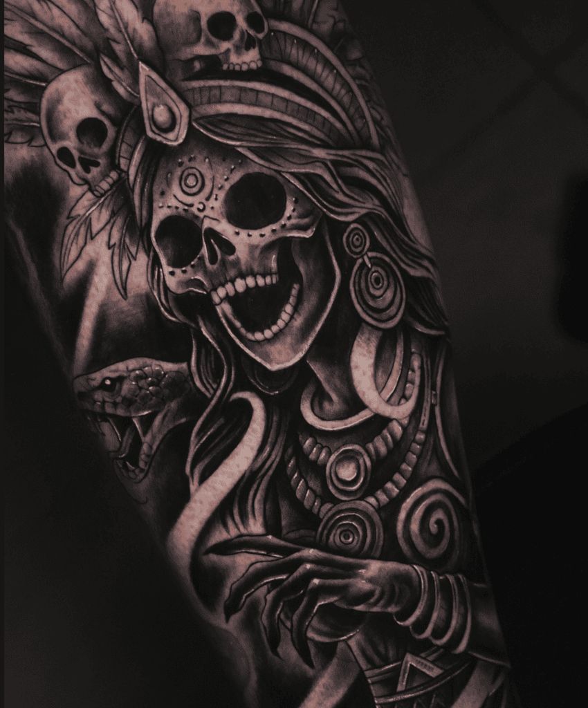 Mictecacihuatl Skull Aztec Mythology Tattoo