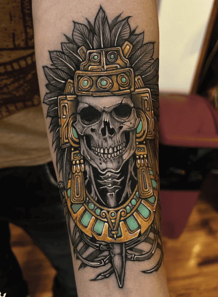 Mictlantecuhtli Face Aztec Mythology Tattoo