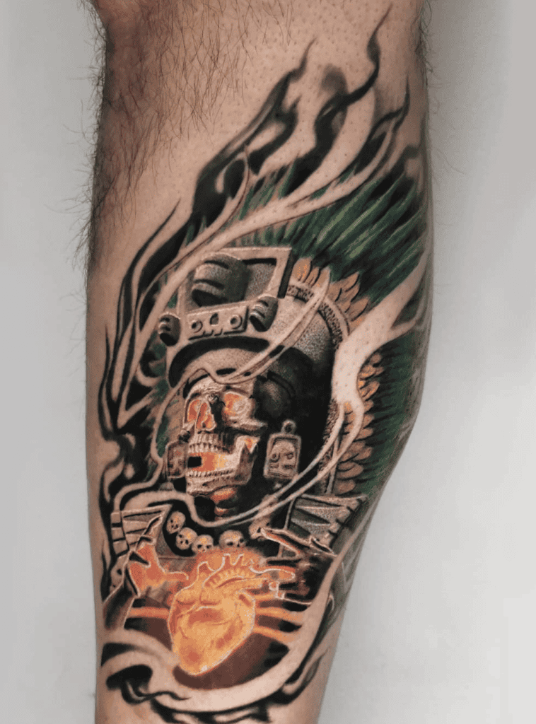 Mictlantecuhtli Heart Aztec Mythology Tattoo