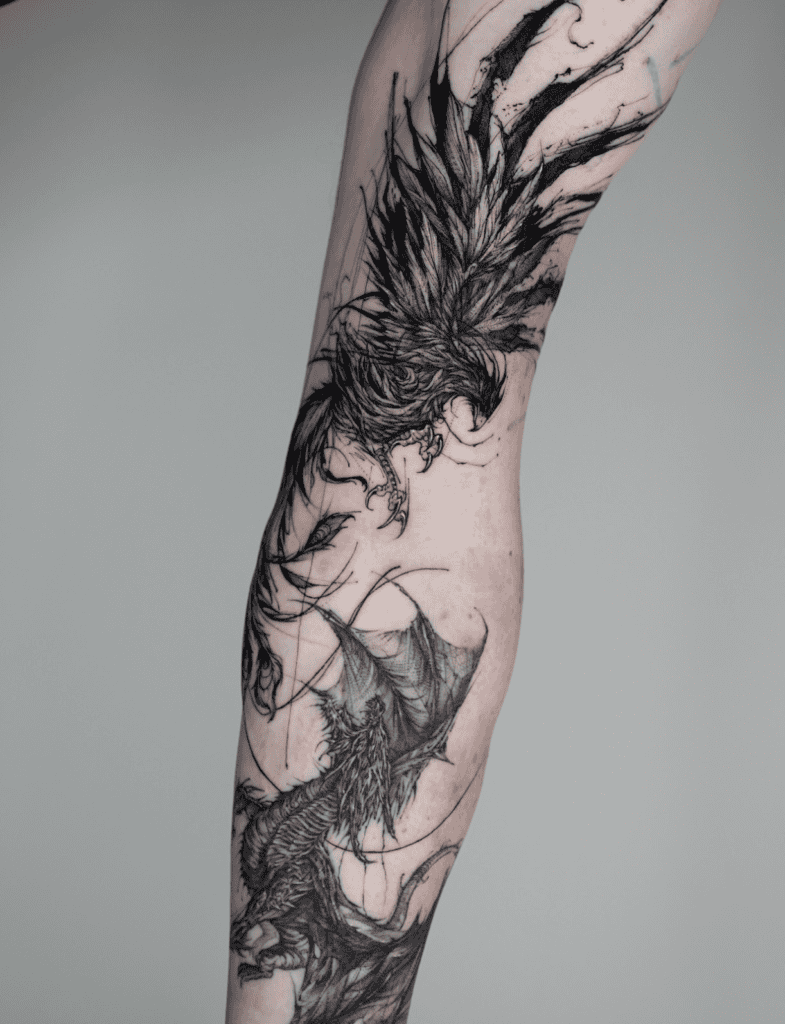 Phoenix Battle Dragon Tattoo