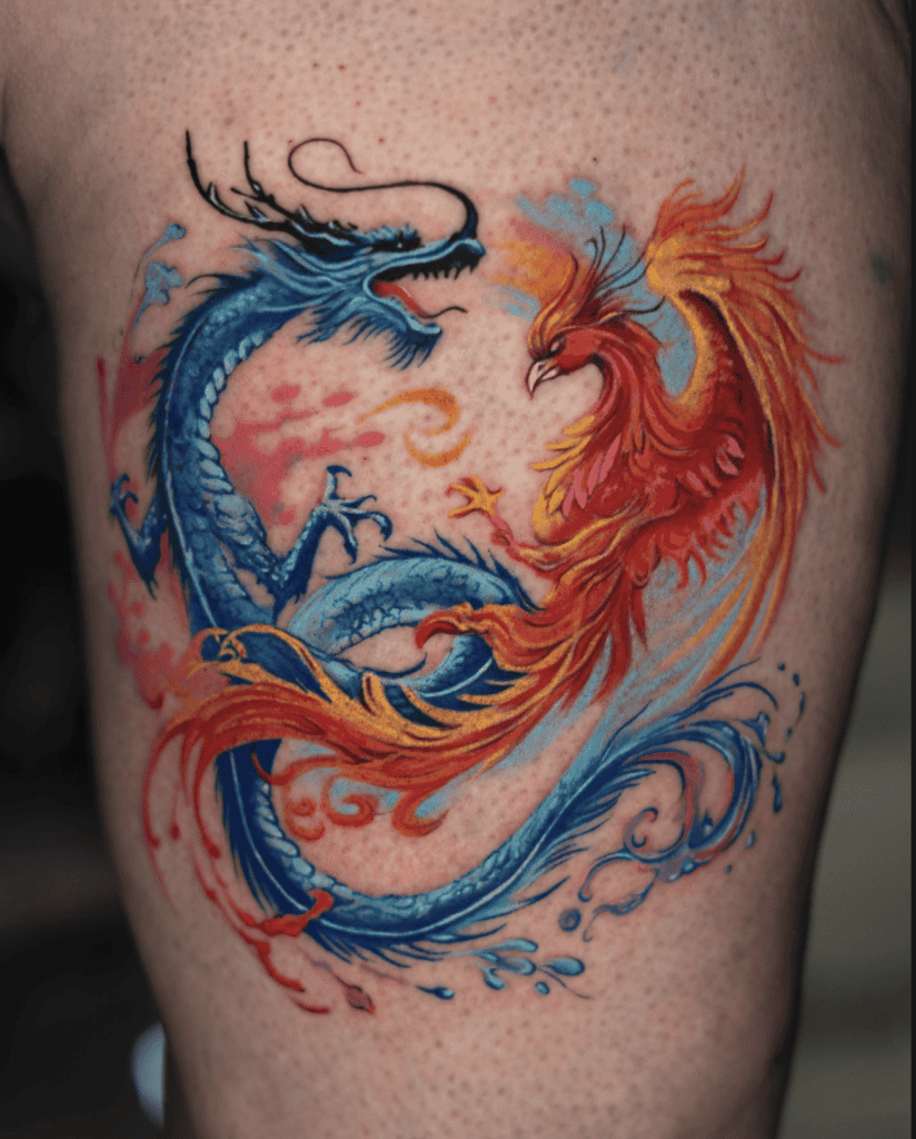 Phoenix Water Fire Dragon Tattoo