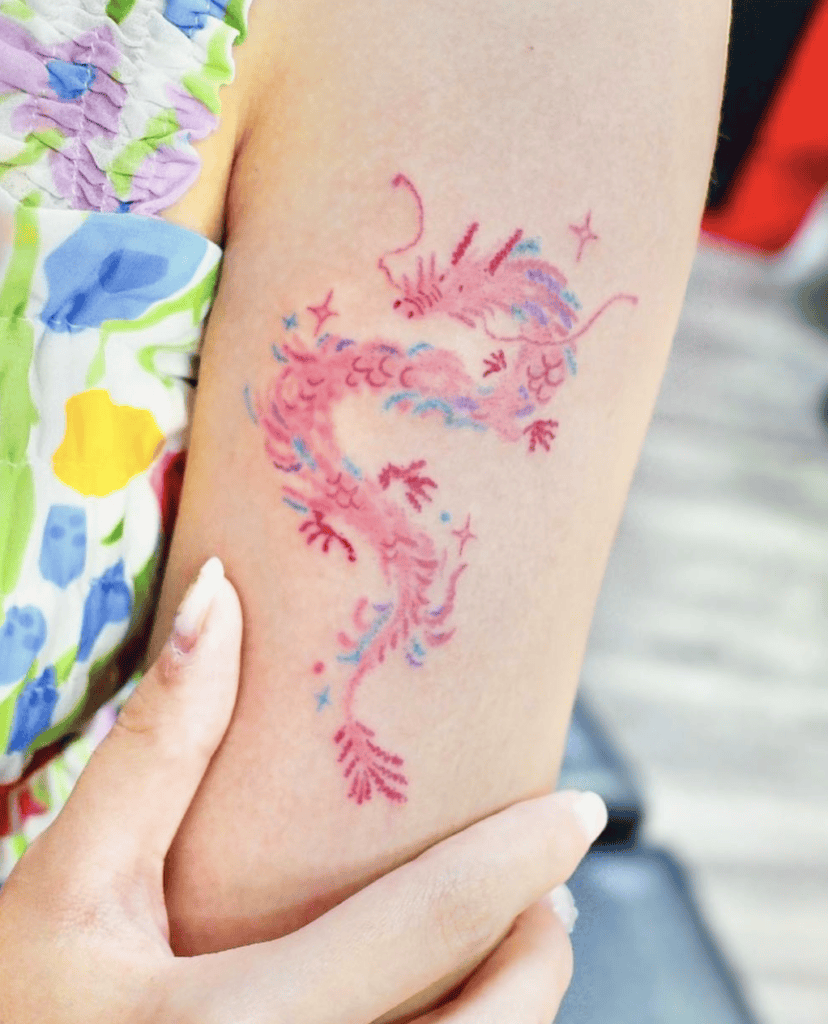 Pink Cute Dragon Tattoo