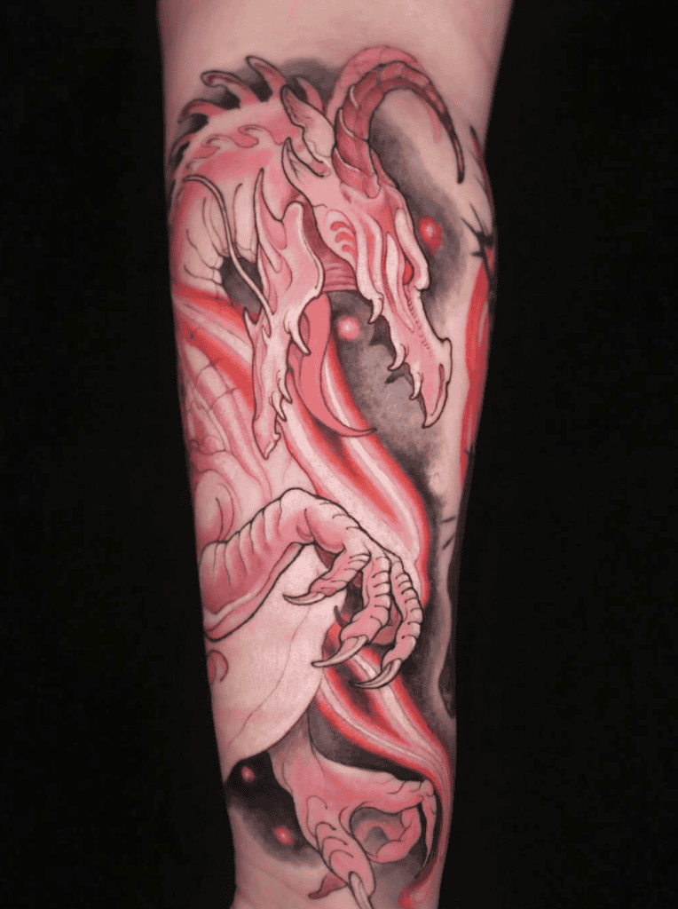 Pink Dragon Tattoo
