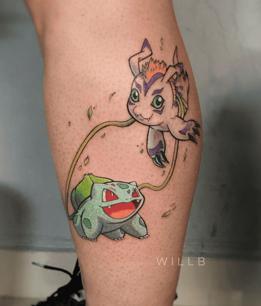 Pokémon X Digimon Bulbasaur Tattoo