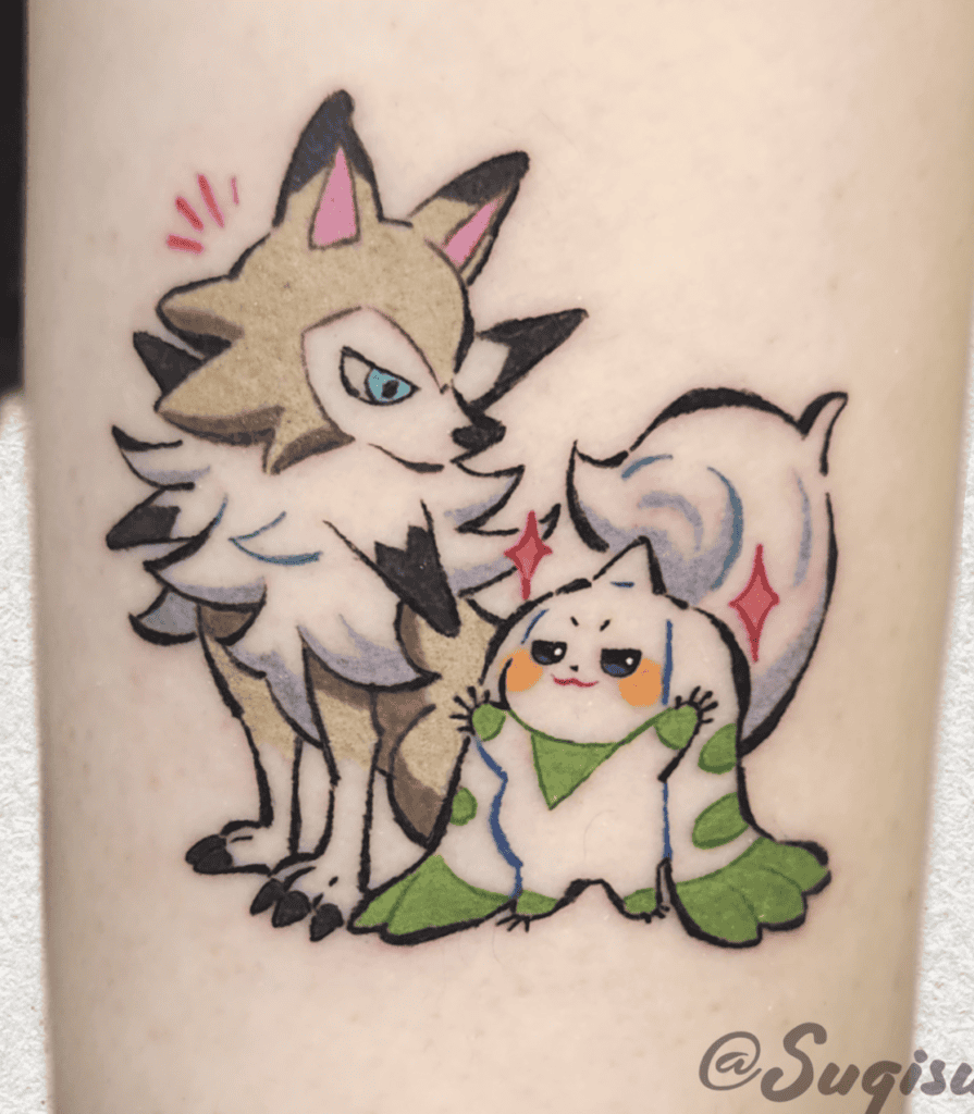 Pokémon X Digimon Terriermon Tattoo