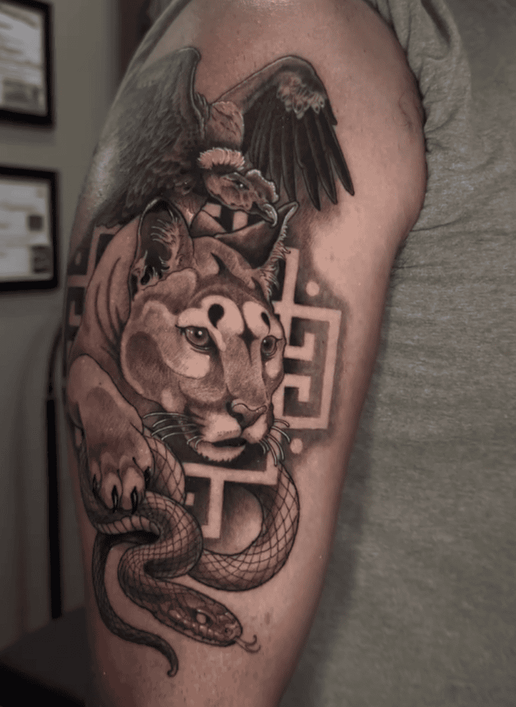 Puma Snake Bird Inca Mythology Tattoo