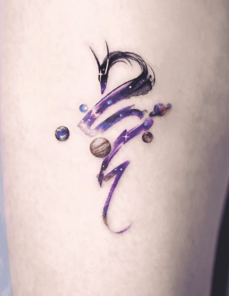 Purple Space Dragon Tattoo