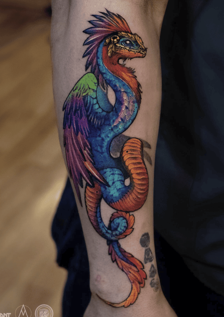 Quetzalcoatl Feathered Aztec Mythology Tattoo