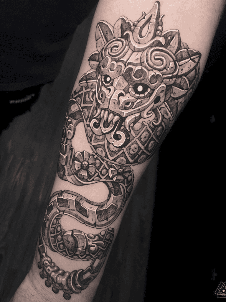 Quetzalcoatl Statue Aztec Mythology Tattoo