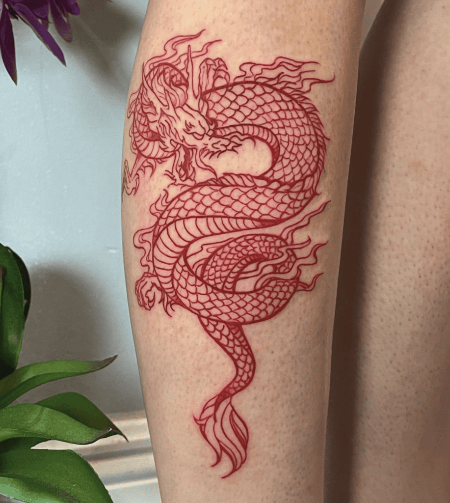 Red Classic Dragon Tattoo