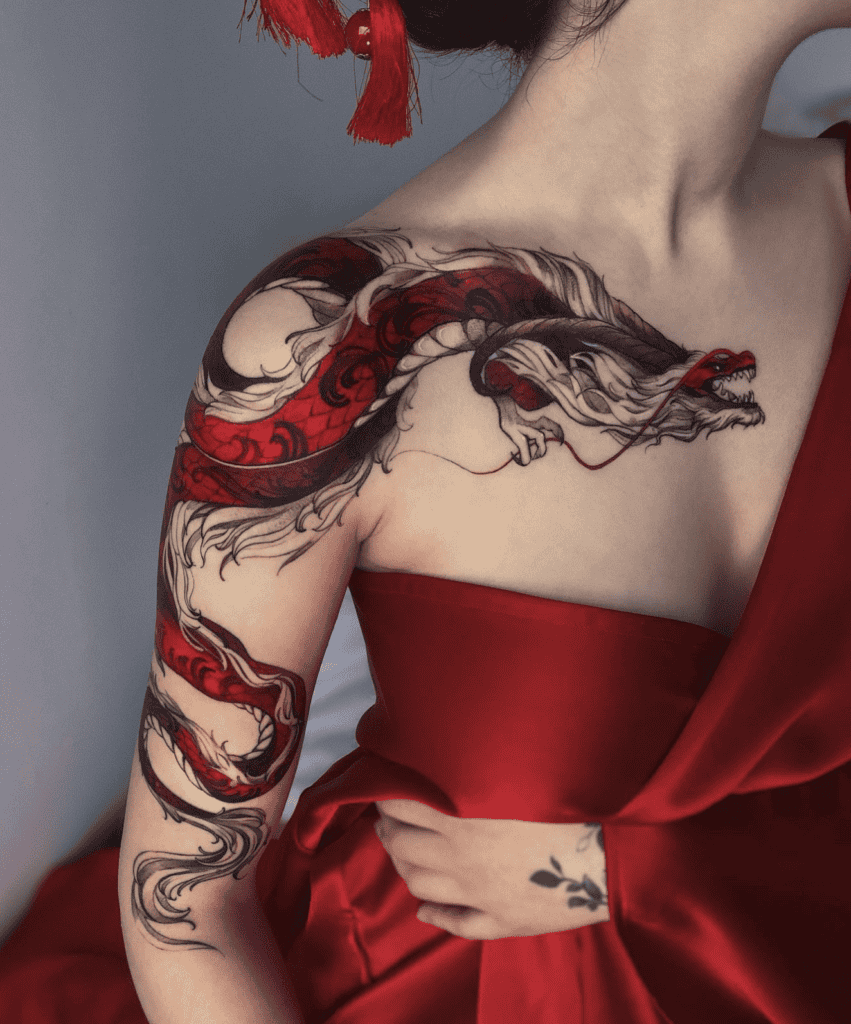 Red Shine Dragon Tattoo
