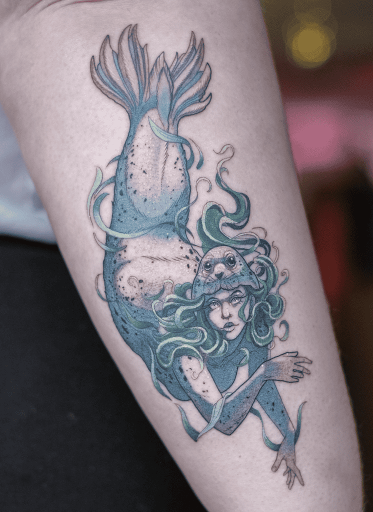 Selkie Blue Celtic Mythology Tattoo