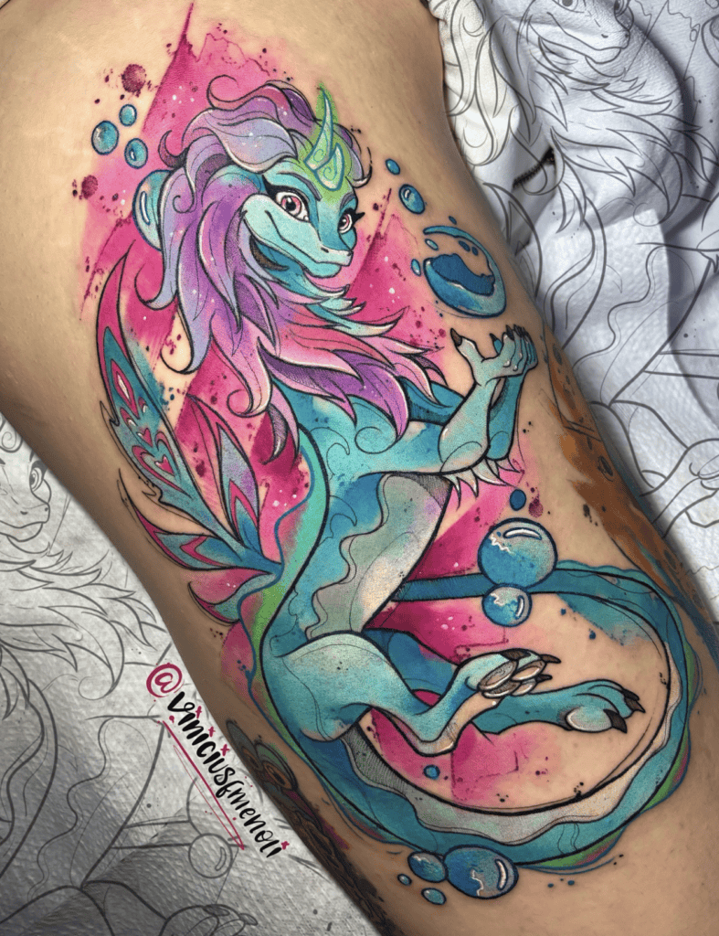 Sisu Watercolour Dragon Tattoo