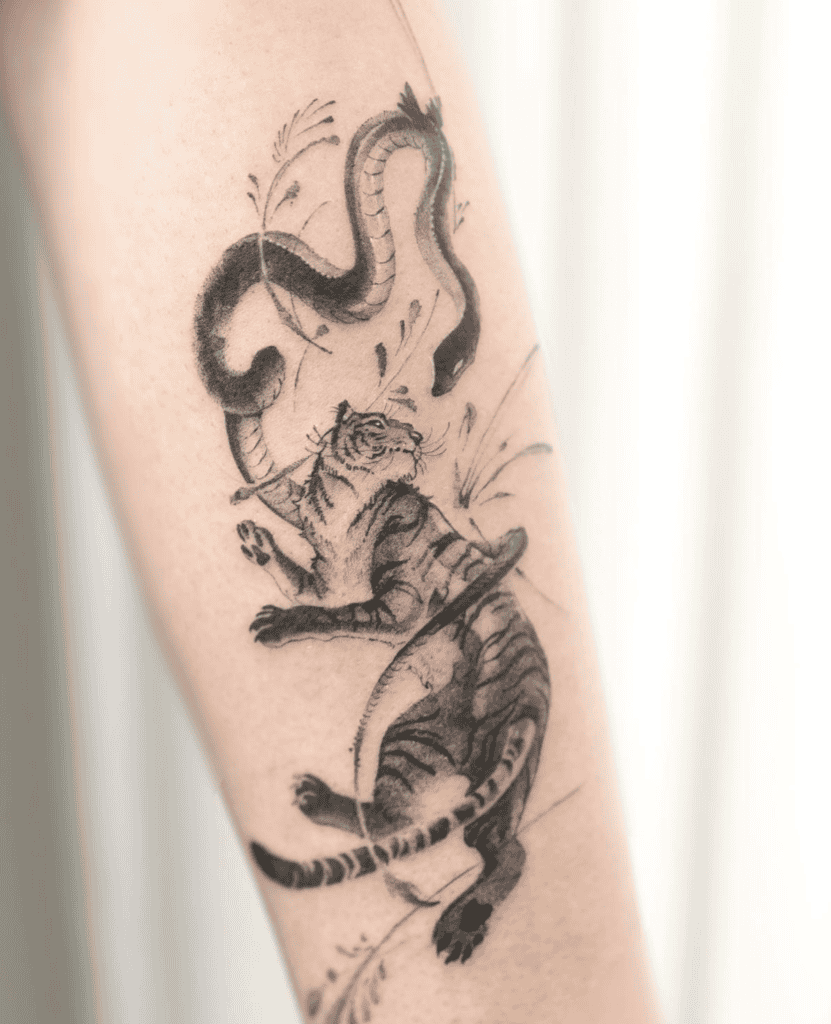Snake Tiger Tangle Tattoo