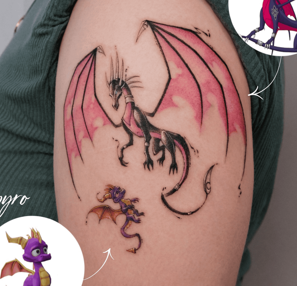 Spyro the Dragon Cinder Tattoo