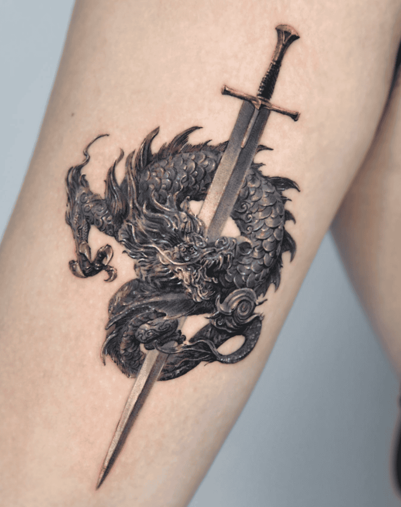 Sword Blade Dragon Tattoo